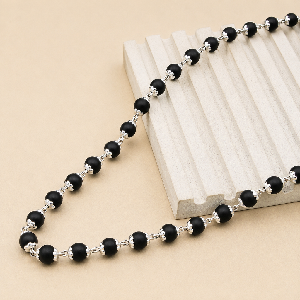 Silver Plated Karungali Mala – 54 Beads