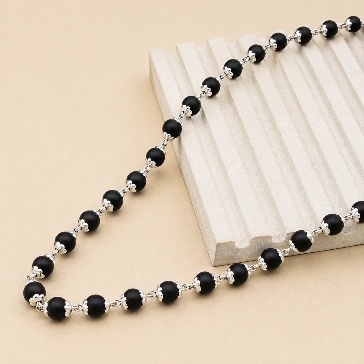 Silver Plated Karungali Mala – 54 Beads