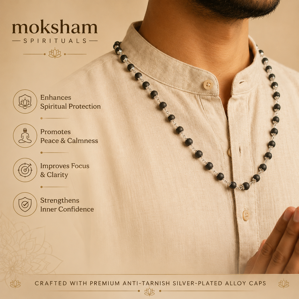 Silver Plated Karungali Mala – 54 Beads
