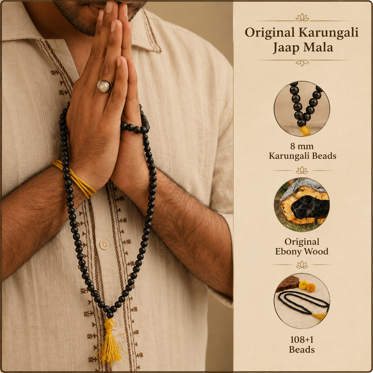 Divine Karungali Combo – 108+1 Mala + Inner Balance Band